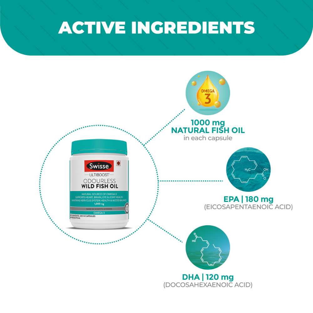 Swisse Ultiboost Wild Fish Oil 1000mg - Odourless & Pure