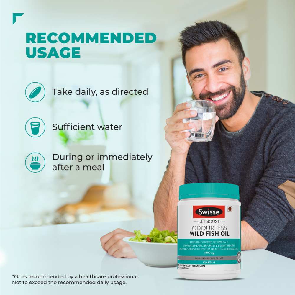 Swisse Ultiboost Wild Fish Oil 1000mg - Odourless & Pure