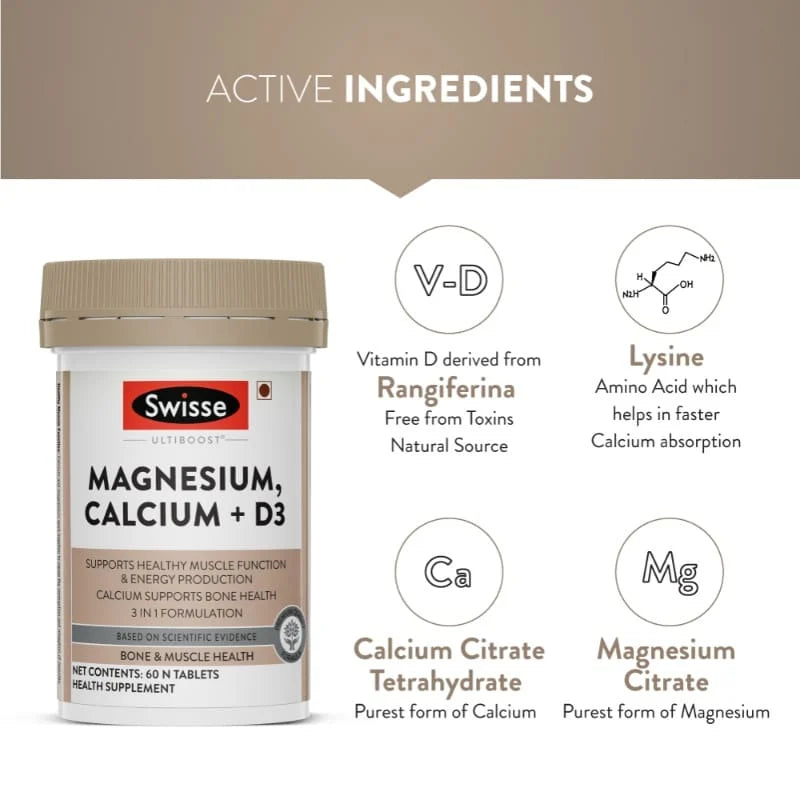 Swisse Ultiboost Magnesium, Calcium + D3 | Muscle & Energy