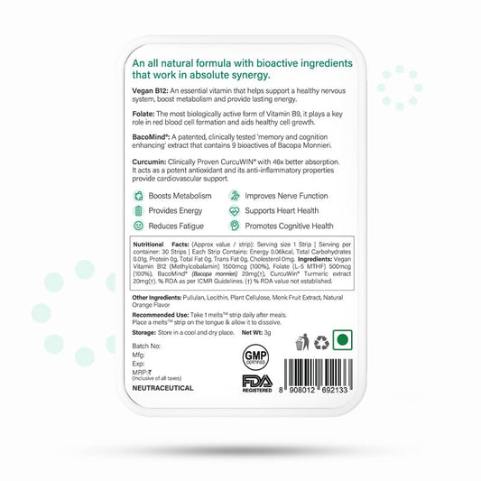 Wellbeing Nutrition Vegan B12 Melts | Energy & Brain Boost