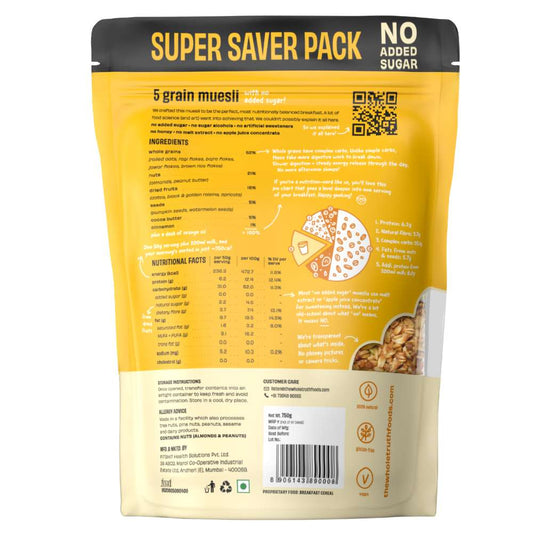 The Whole Truth 5 Grain Muesli | No Added Sugar, Nutritious