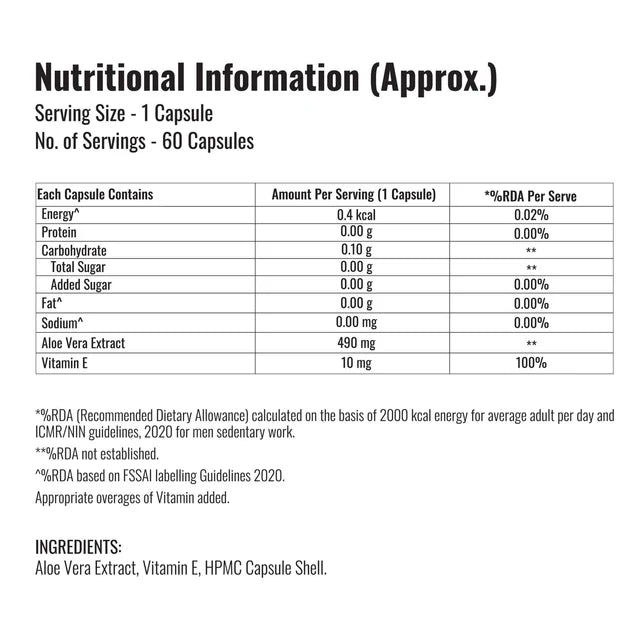 steadfast nutrition Aloe Vera Capsule - Pack of 60 Capsules
