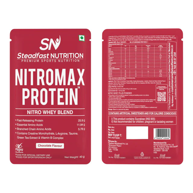 steadfast nutrition Nitromax Protein | Whey Protein with Creatine, Chocolate Flavour