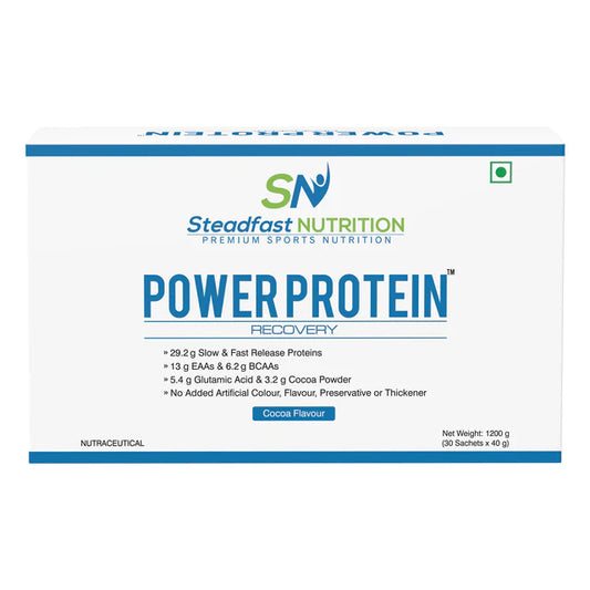 steadfast nutrition Power Protein | Whey Concentrate with Calcium Caseinate and Natural Cocoa,29.2g Protein