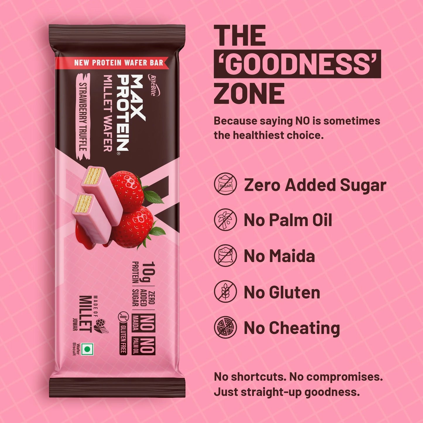RiteBite Millet Wafer Protein Bar - Strawberry Truffle