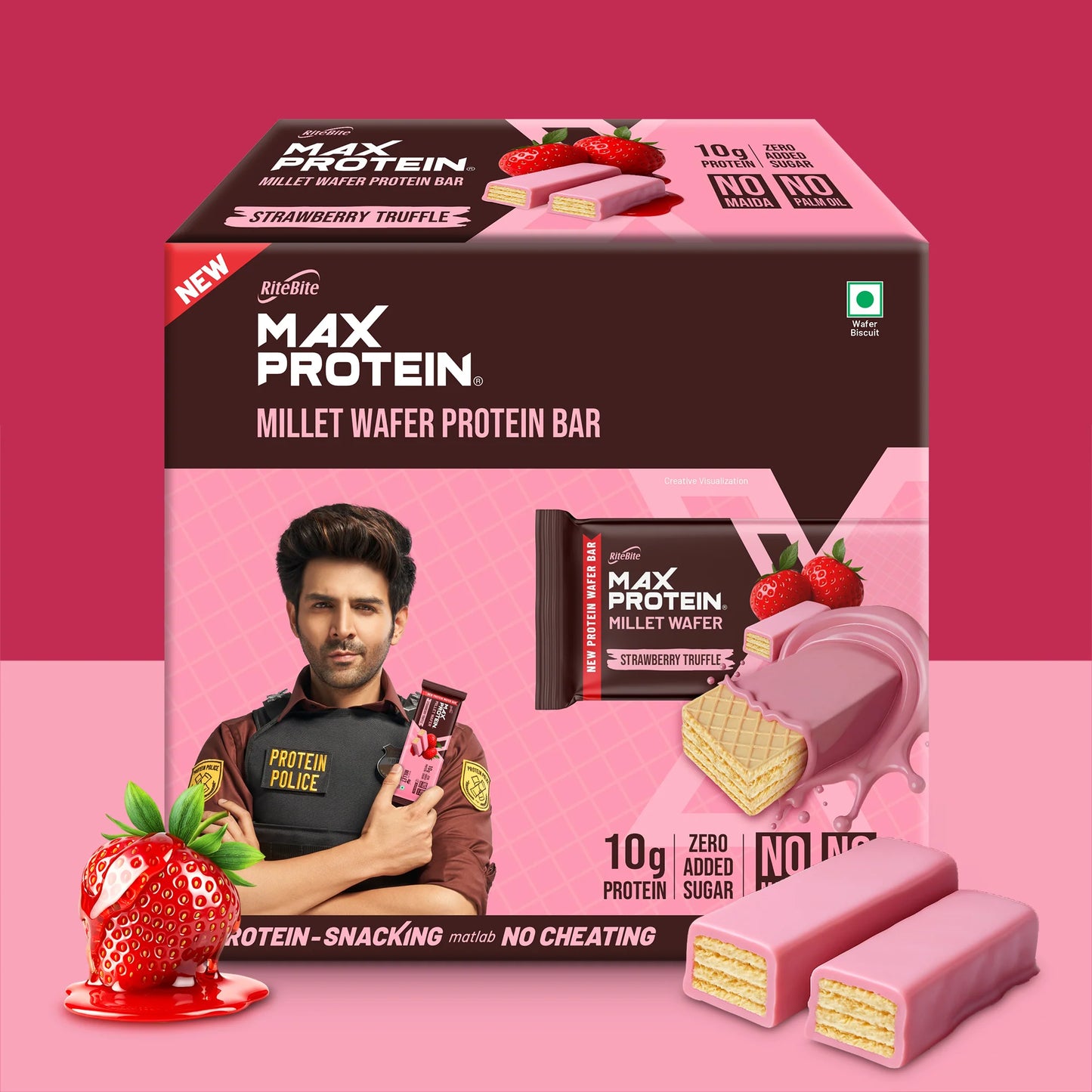 RiteBite Millet Wafer Protein Bar - Strawberry Truffle
