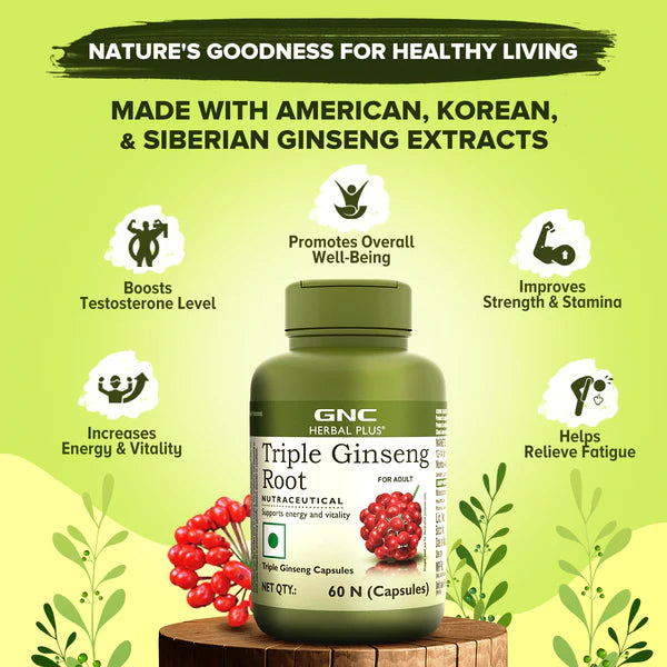 GNC Herbal Plus Triple Ginseng Root
