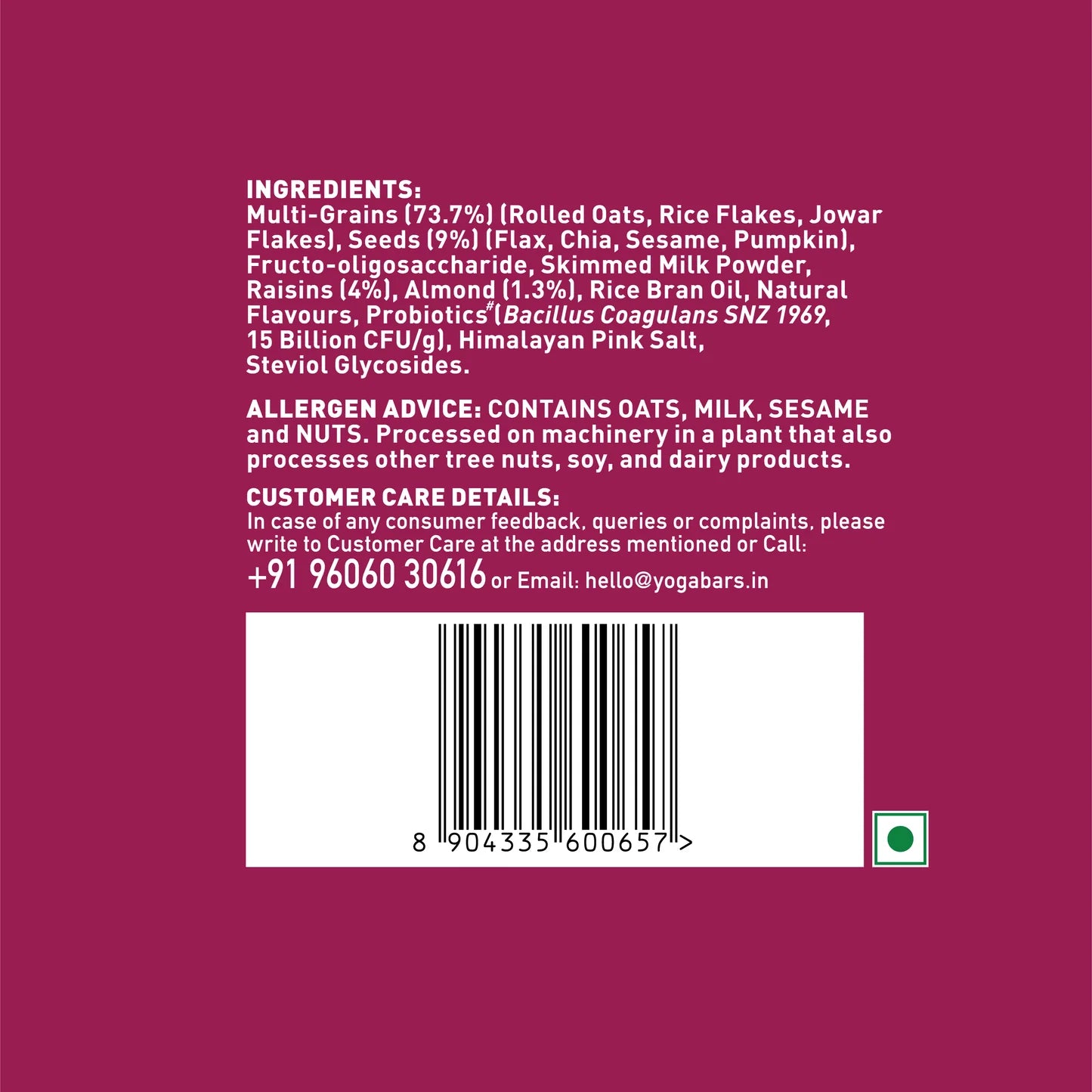 YogaBar No Added Sugar Muesli 700g