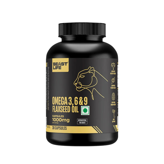 BeastLife Omega 3,6 & 9 Flax Seed Oil 1000mg Capsules