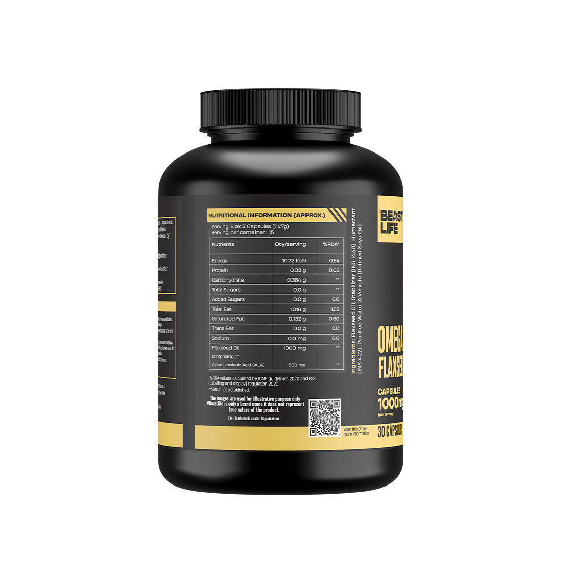 BeastLife Omega 3,6 & 9 Flax Seed Oil 1000mg Capsules