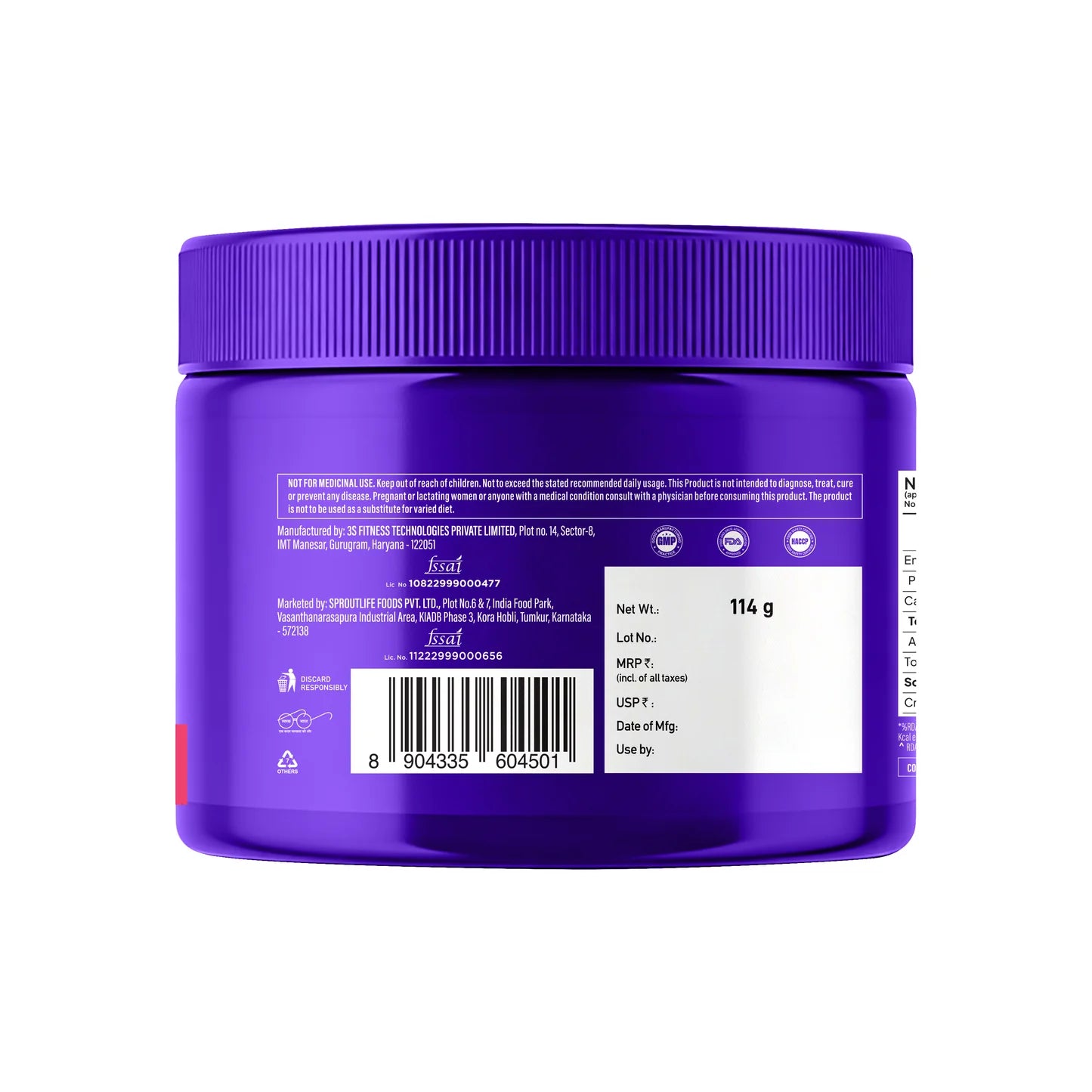 YogaBar Micronised Creatine Monohydrate - Watermelon - 3g per scoop 114g