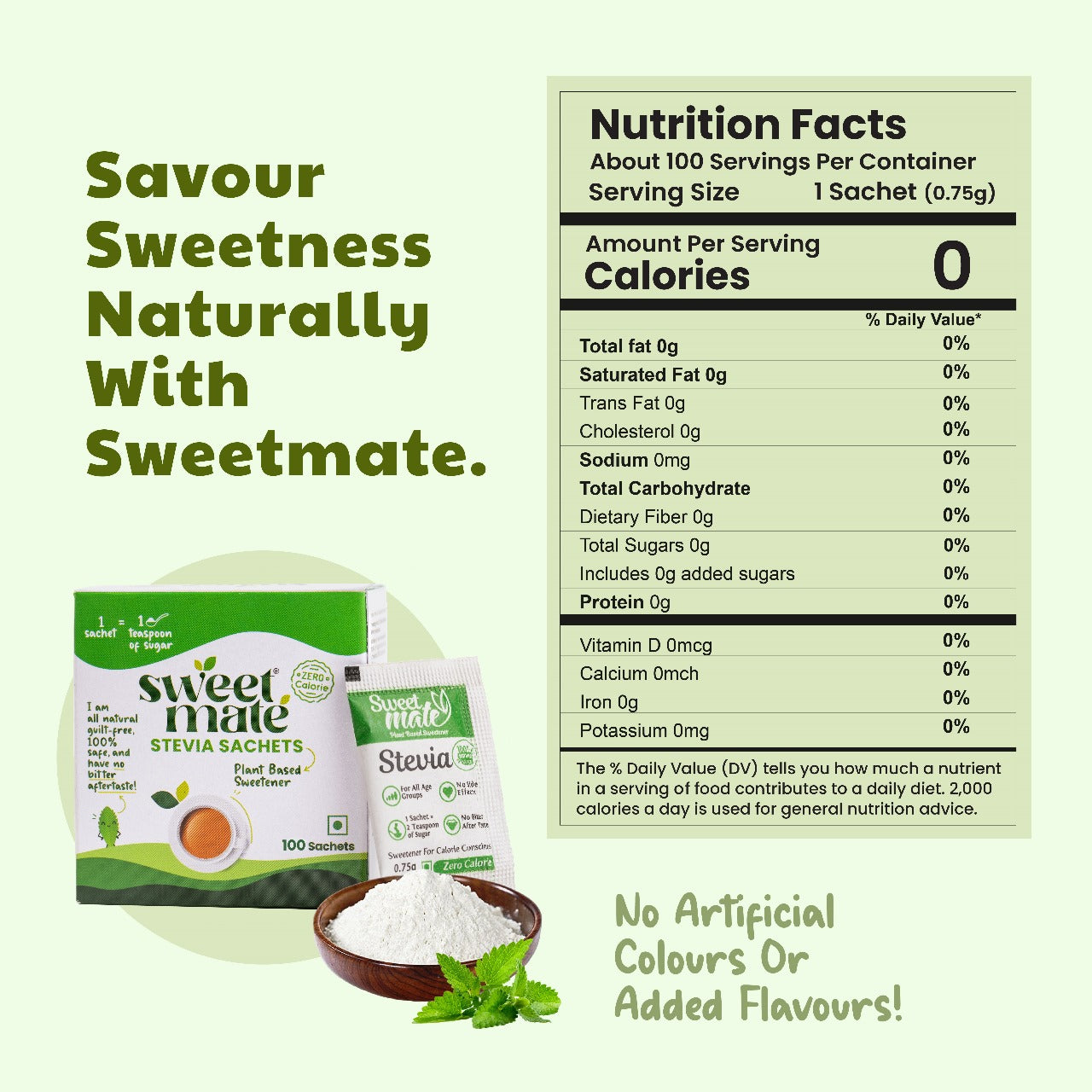 Sweetmate Stevia Sachets | Natural Zero-Calorie Sweetener