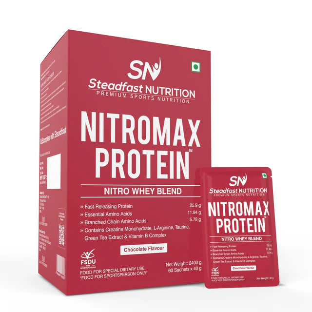 steadfast nutrition Nitromax Protein | Whey Protein with Creatine, Chocolate Flavour