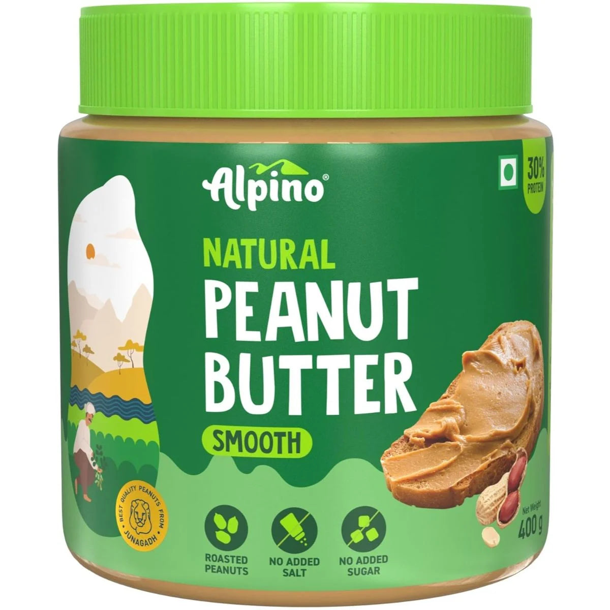 Alpino Natural Peanut Butter | 30g Protein & No Added Sugar