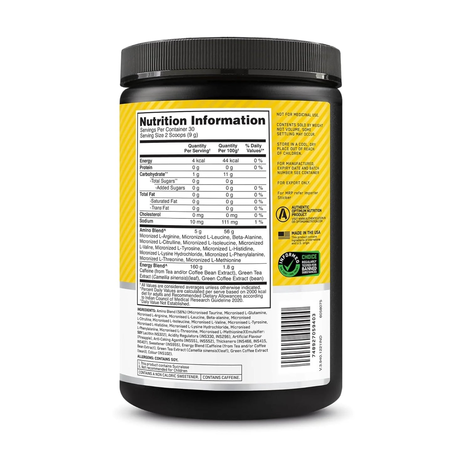 Optimum Nutrition Amino Energy – Energy & Muscle Recovery