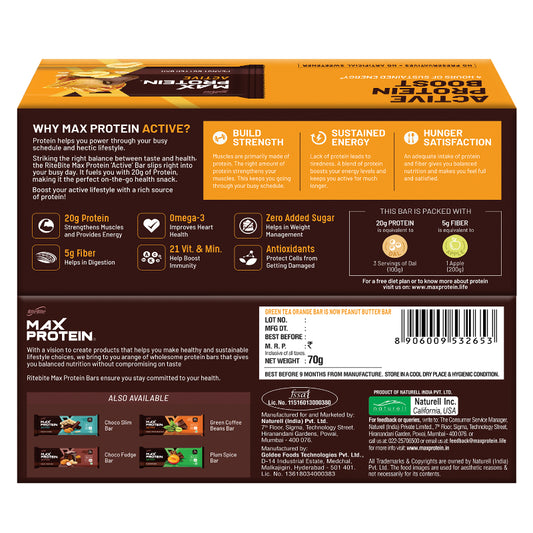 RiteBite Max Protein Bars | Peanut Butter Active Snack