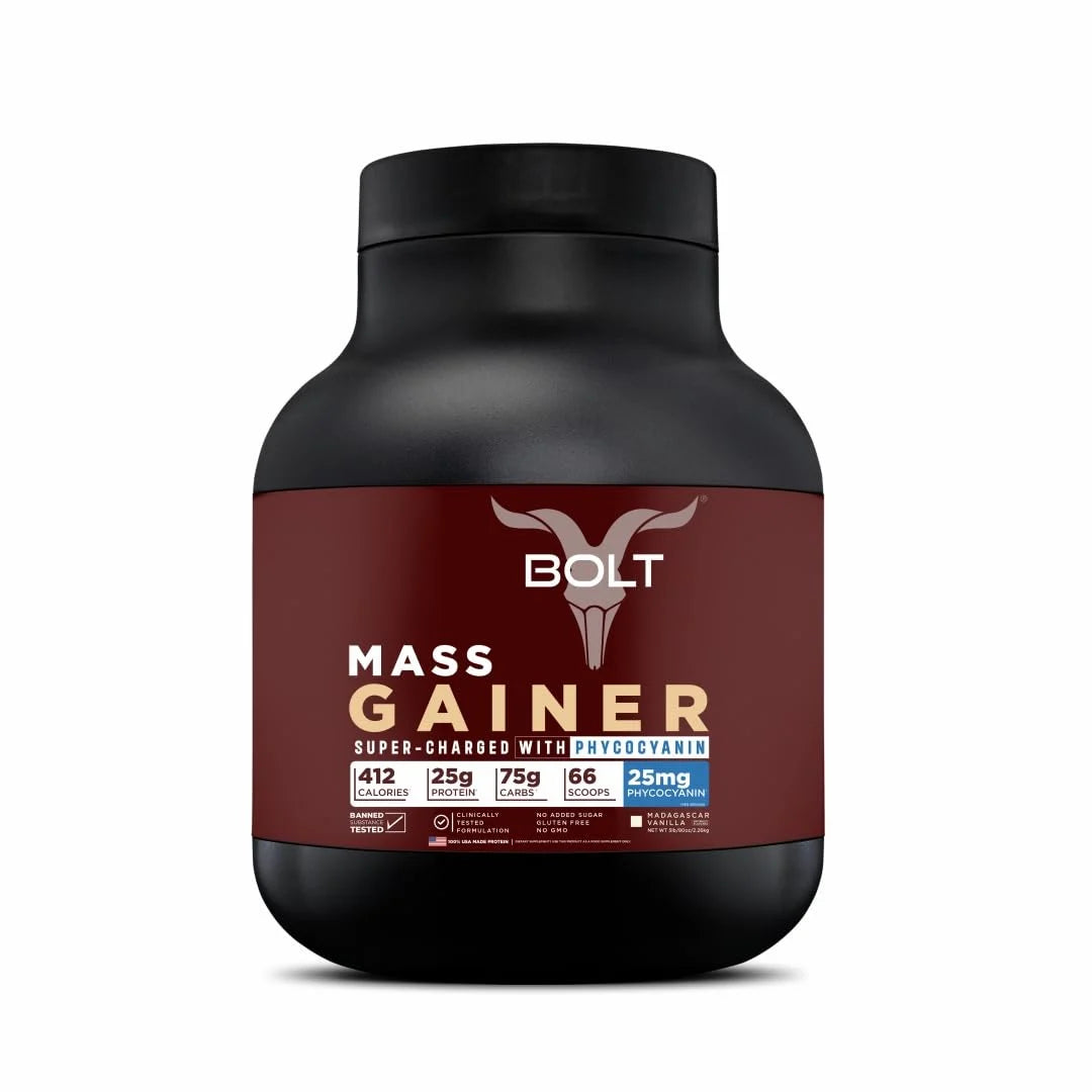 Bolt Mass Gainer Super-Charged | 25g Protein & Phycocyanin