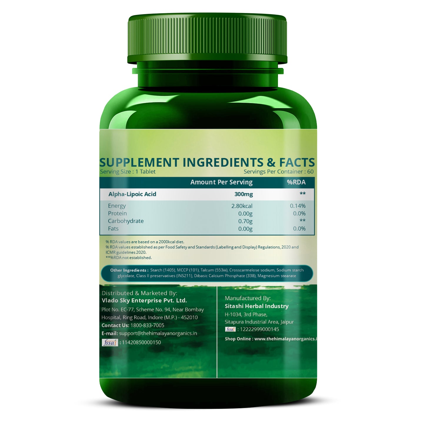 Alpha Lipoic Acid 300mg | Vlado’s Himalayan Organics
