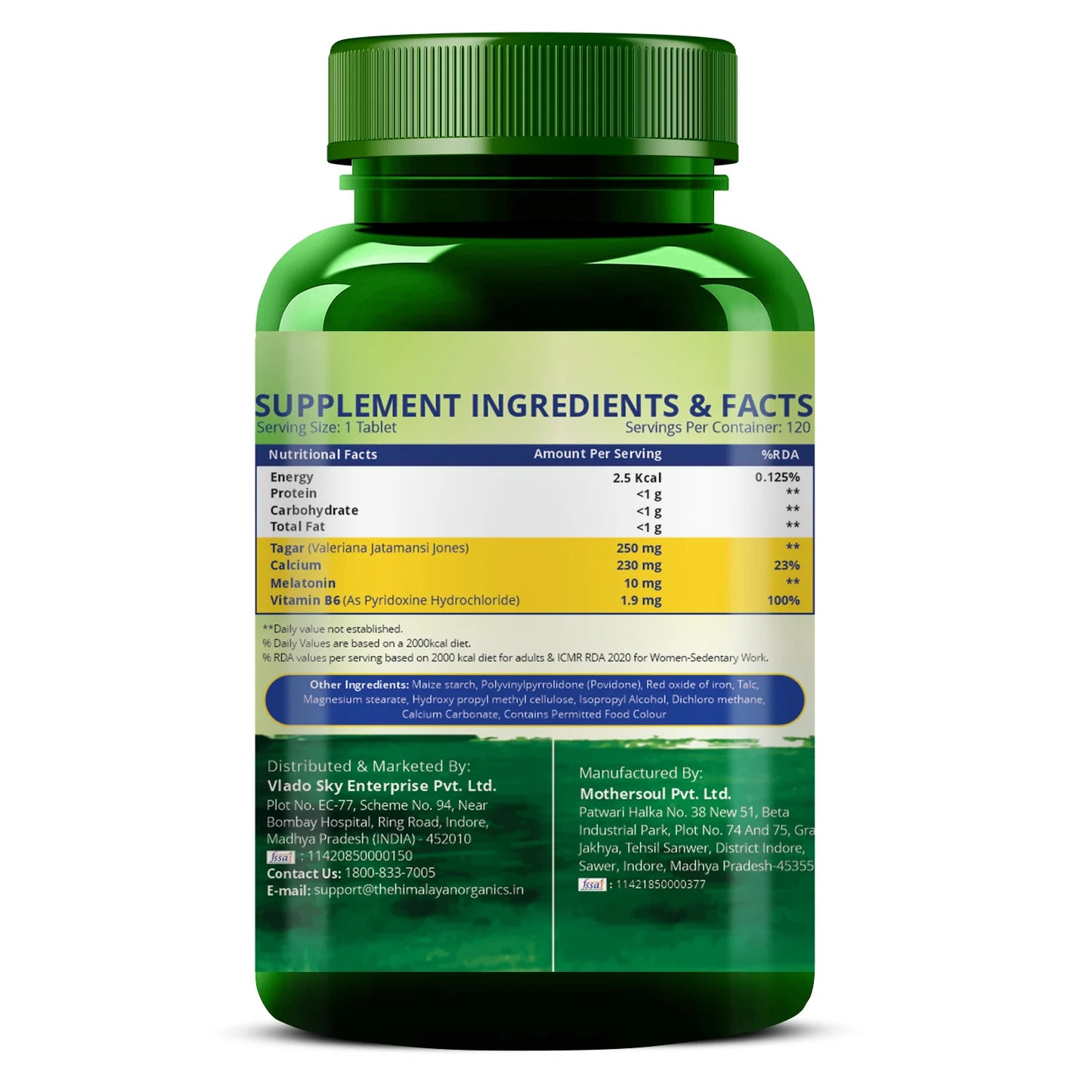 Vlado’s Himalayan Organics Melatonin 10mg + Tagar 250mg - Potent Sleep Aid Formula