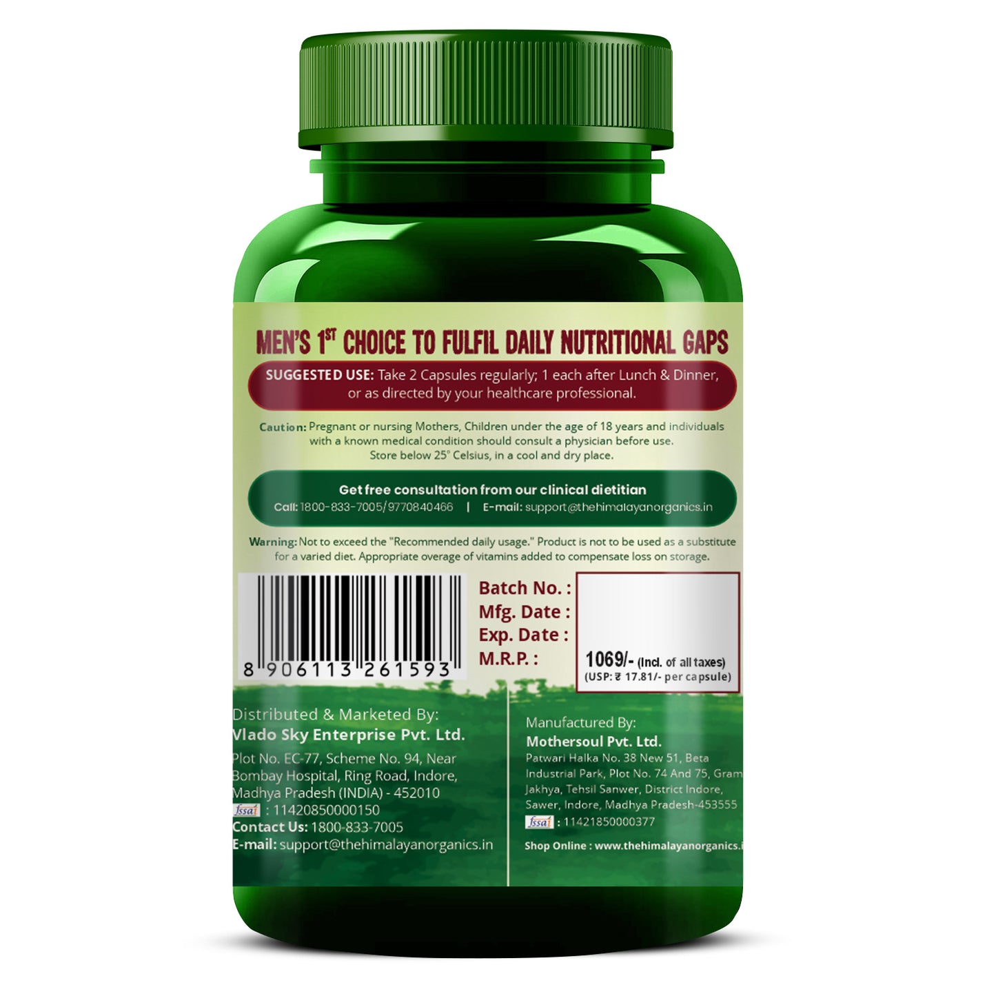 Vlado's Himalayan Organics Multivitamin Men | Natural & Whole Food