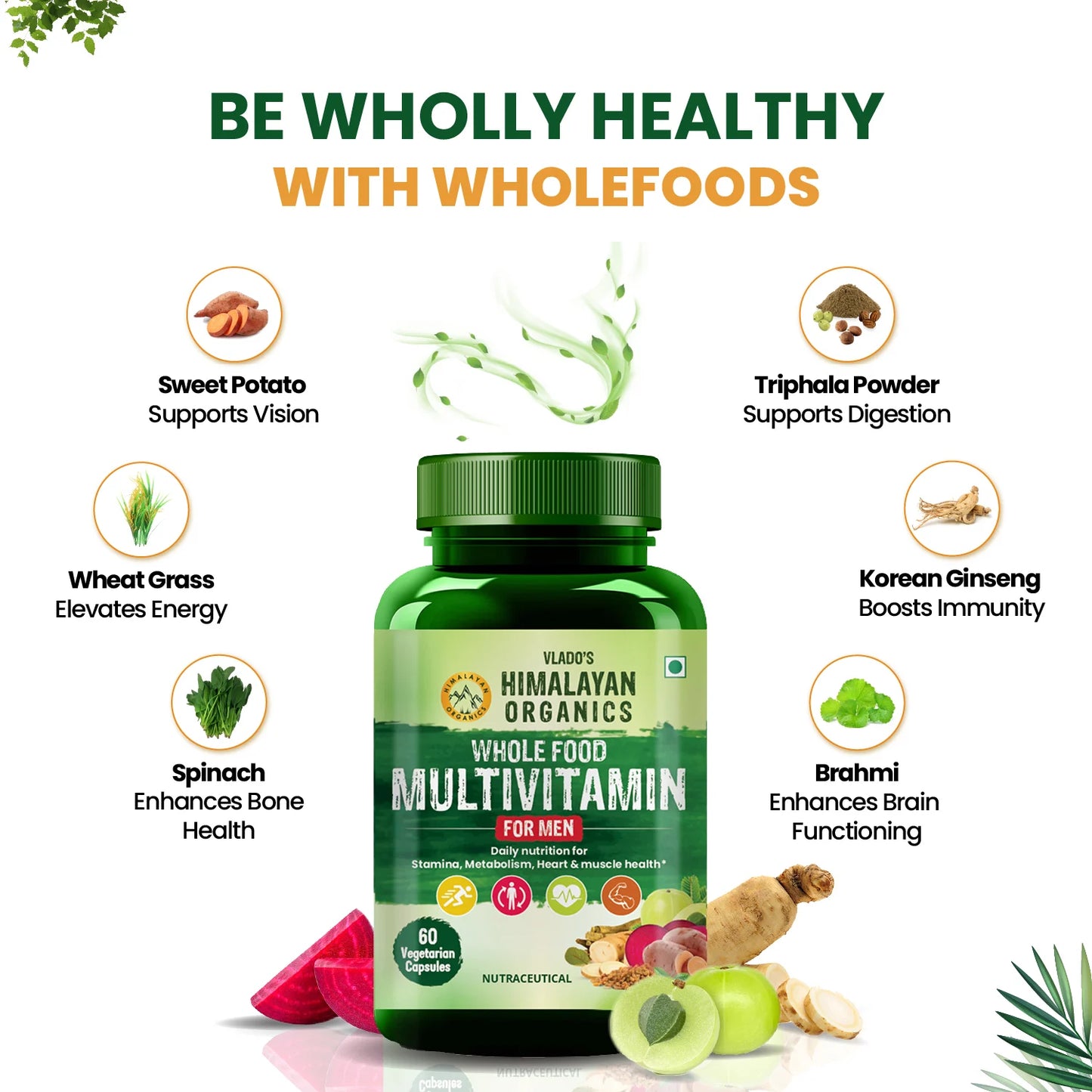 Vlado's Himalayan Organics Multivitamin Men | Natural & Whole Food