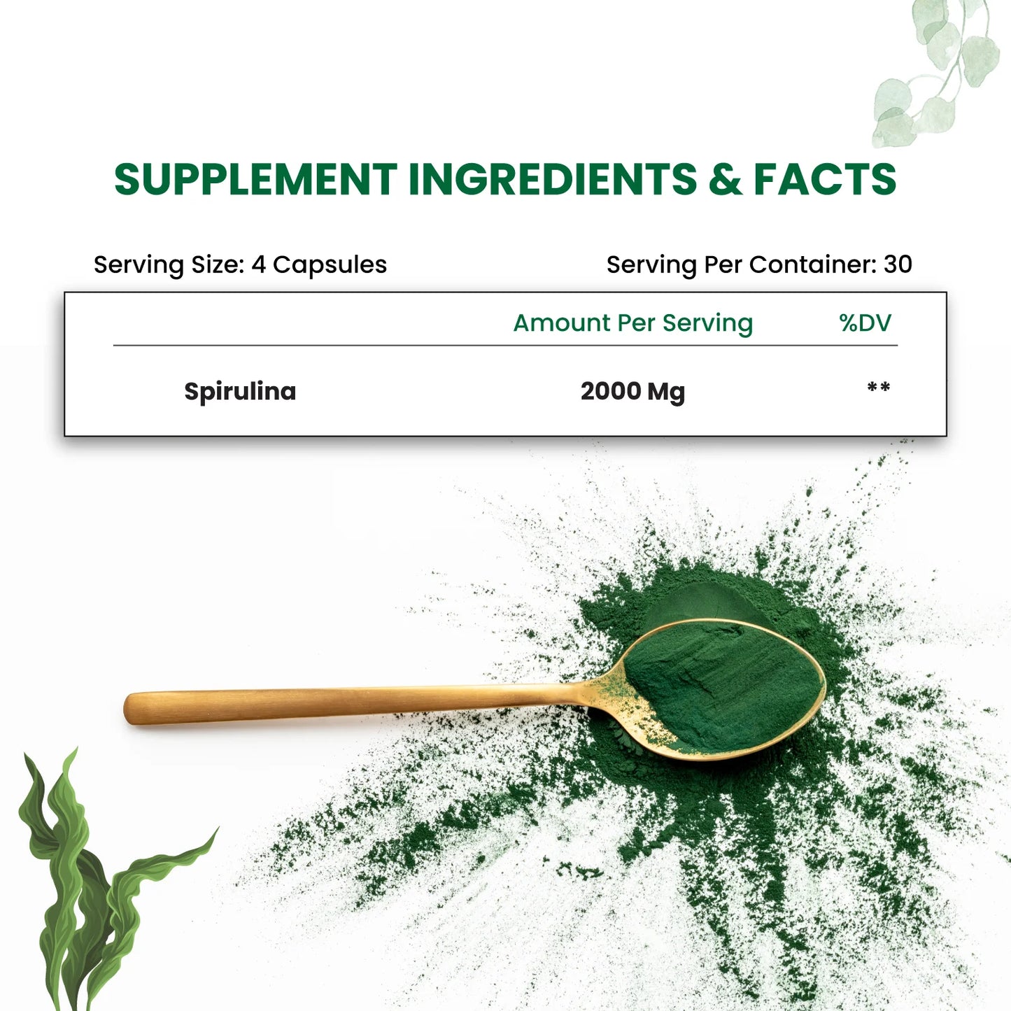 Vlado’s Himalayan Organics Spirulina 2000mg Capsules