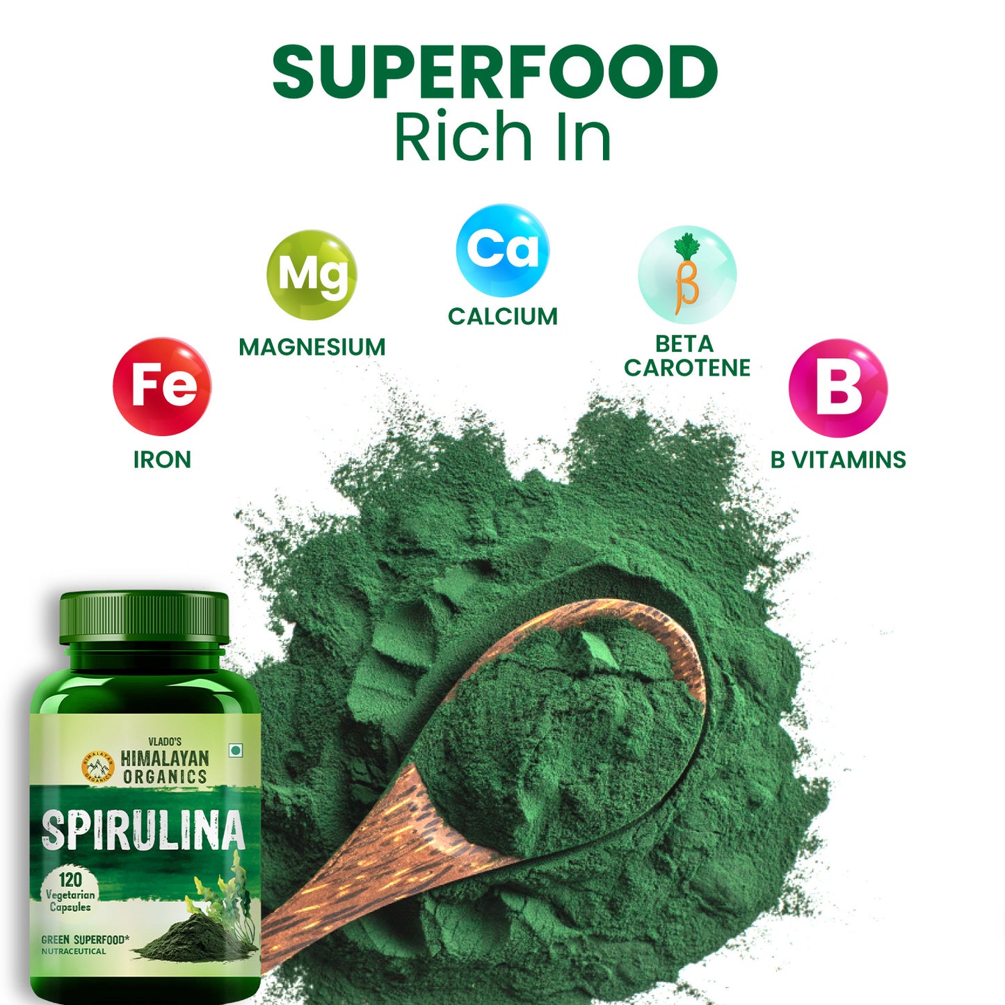 Vlado’s Himalayan Organics Spirulina 2000mg Capsules