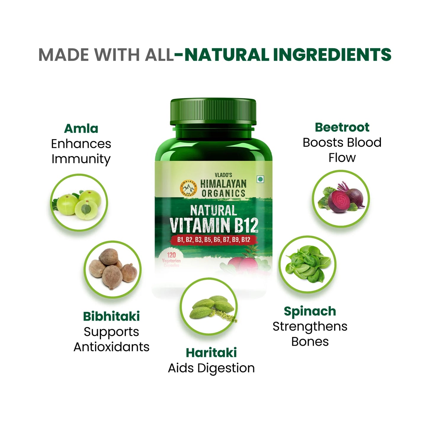 Vlado’s Himalayan Organics Natural Vitamin B12 | Energy & Nerve