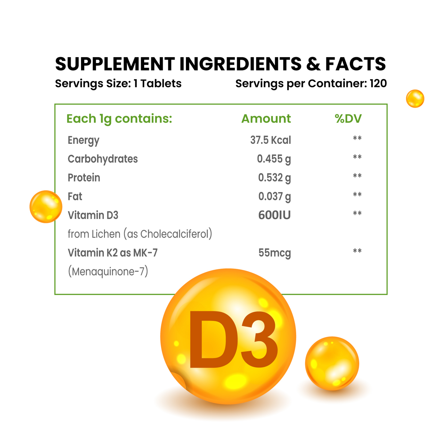 Vitamin D3 + K2 MK7 Supplement | Vlado’s Organics
