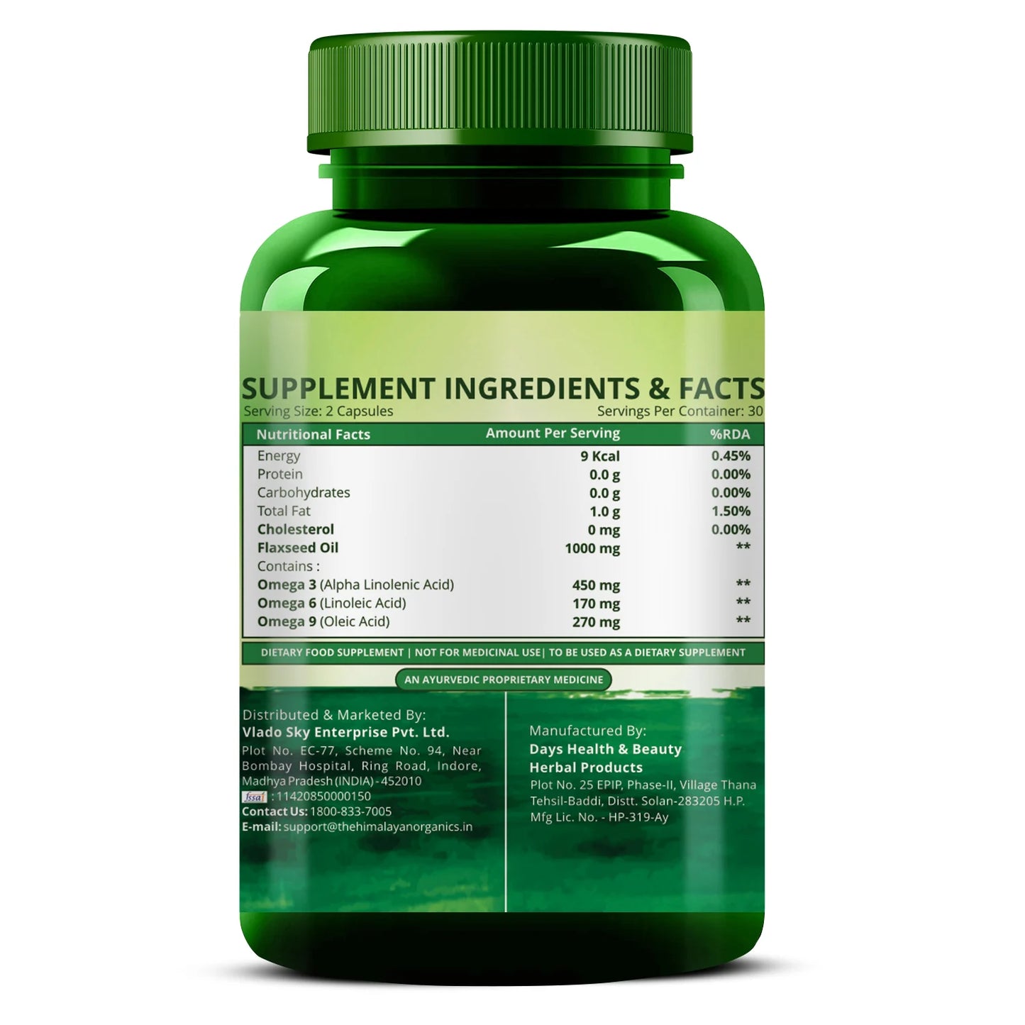 Vlado’s Himalayan Organics Vegan Omega 3 6 9 Capsules
