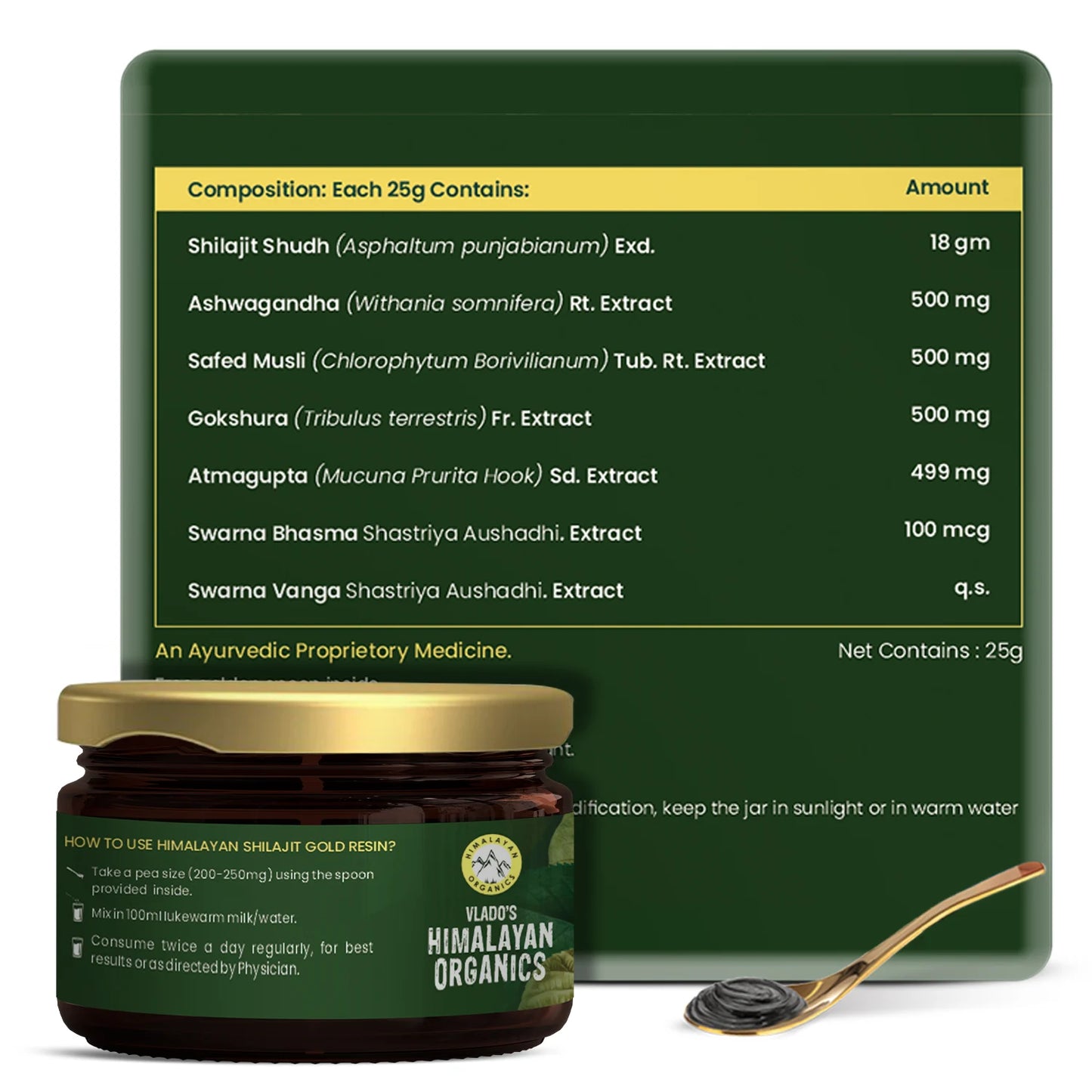 Vlado's Himalayan Organics Shilajit Gold Resin | Pure & Potent