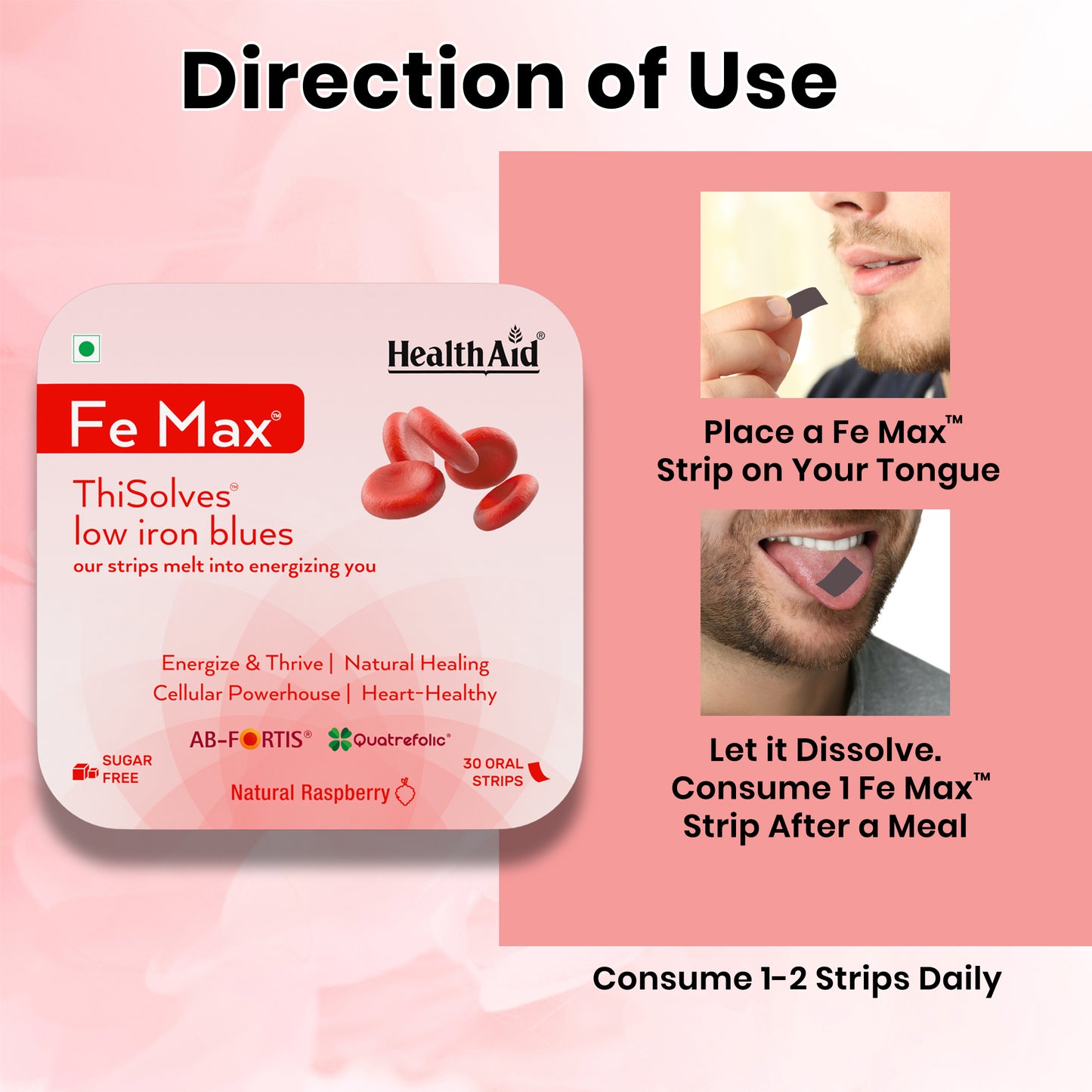 HealthAid Fe Max | Fast Absorbing Iron Oral Strips