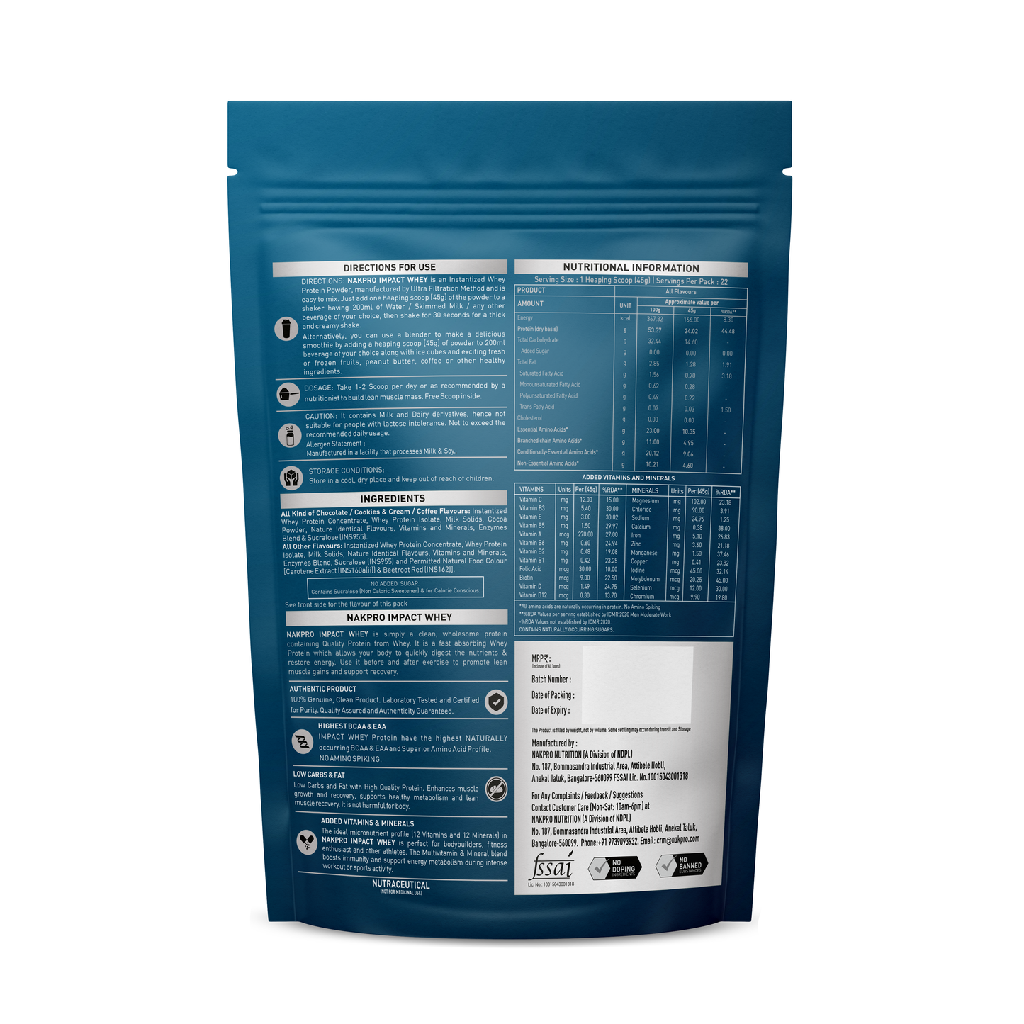 Nakpro Impact Whey Protein | 24g Protein & 4.9g BCAA