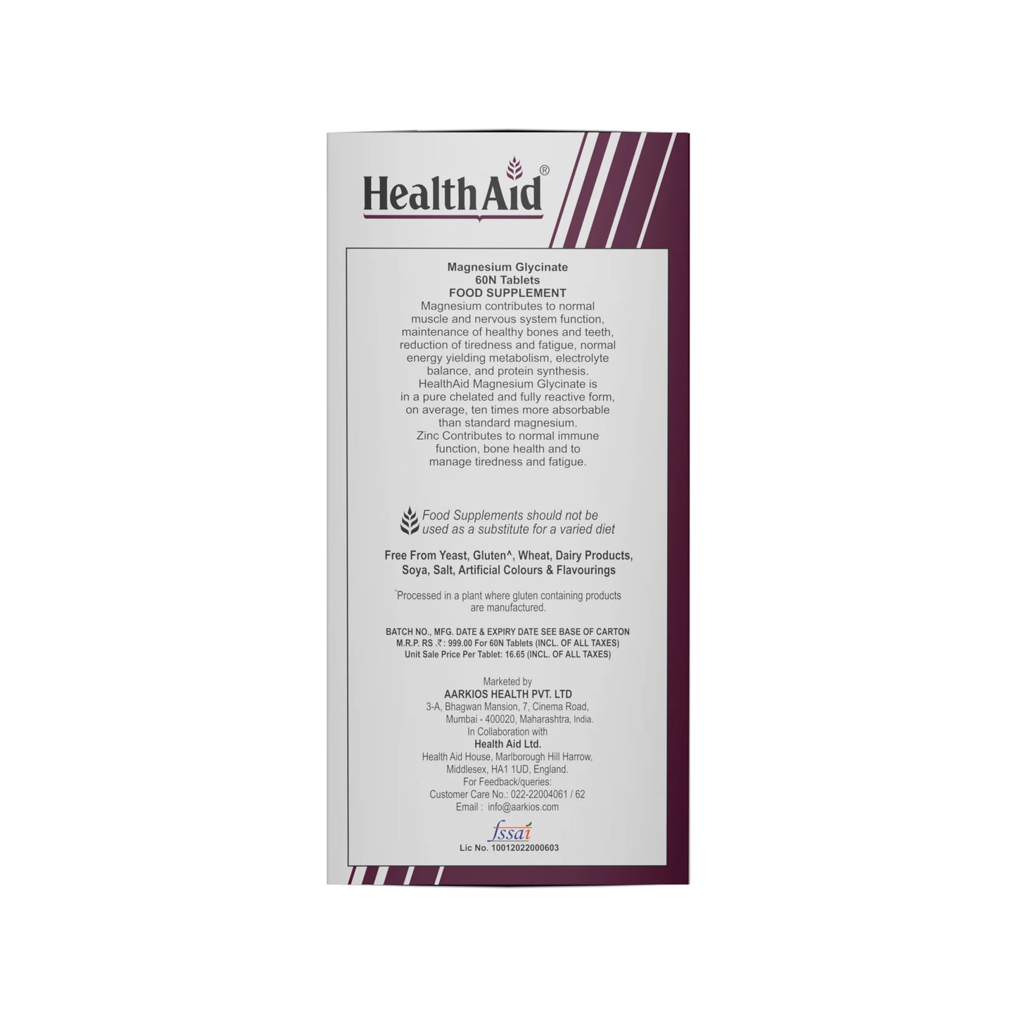 HealthAid Magnesium Glycinate with Zinc | Muscle & Sleep