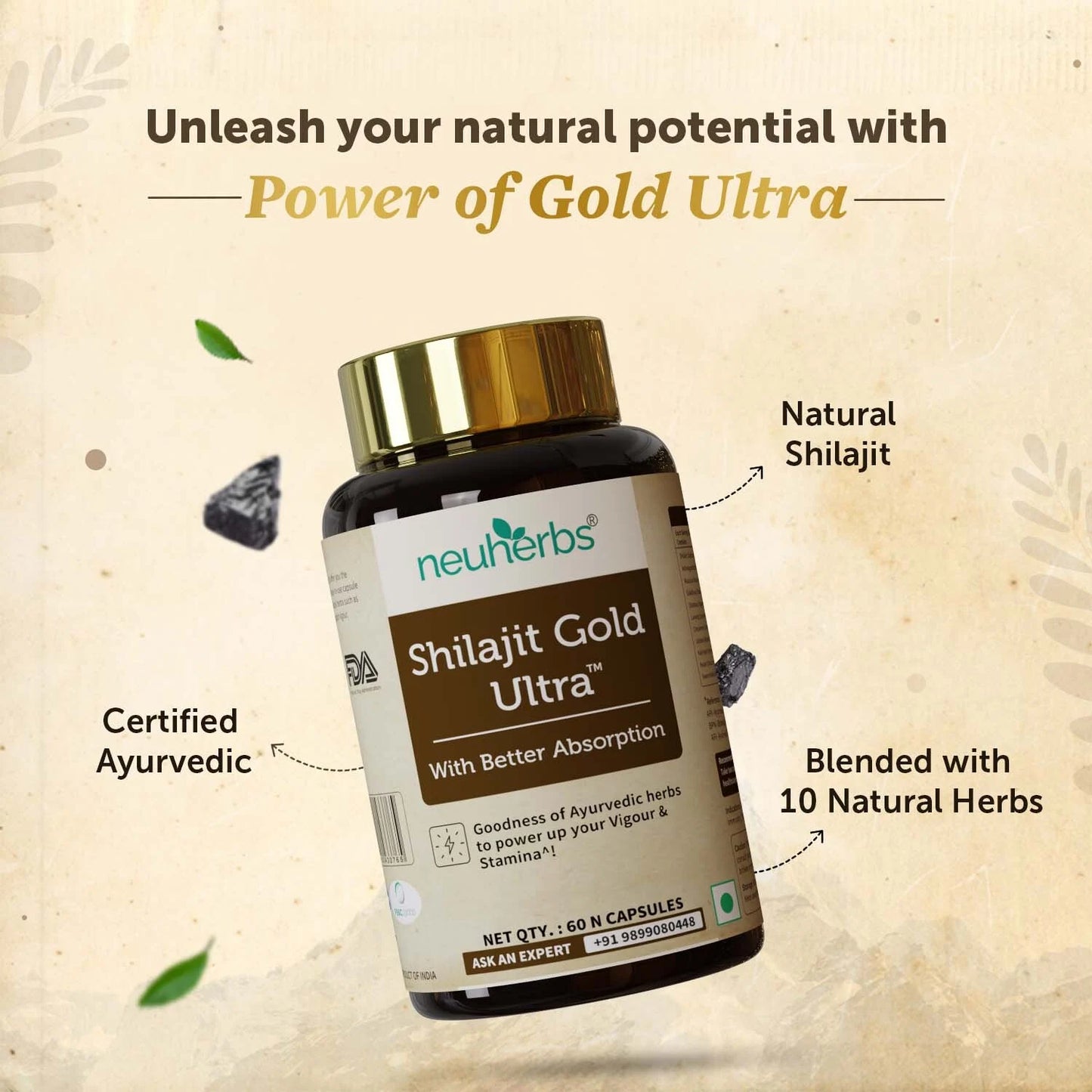 Neuherbs Shilajit Gold Ultra Resin for Energy & Stamina