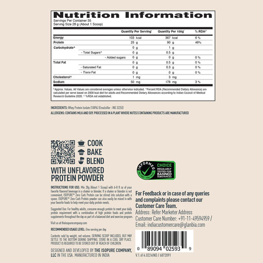 Isopure Zero Carb Protein - 25g Pure Whey Isolate