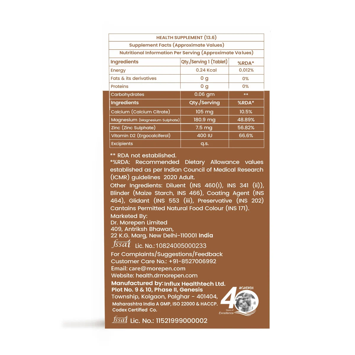 Dr. Morepen Calcium+ Advanced | Bone & Muscle Support