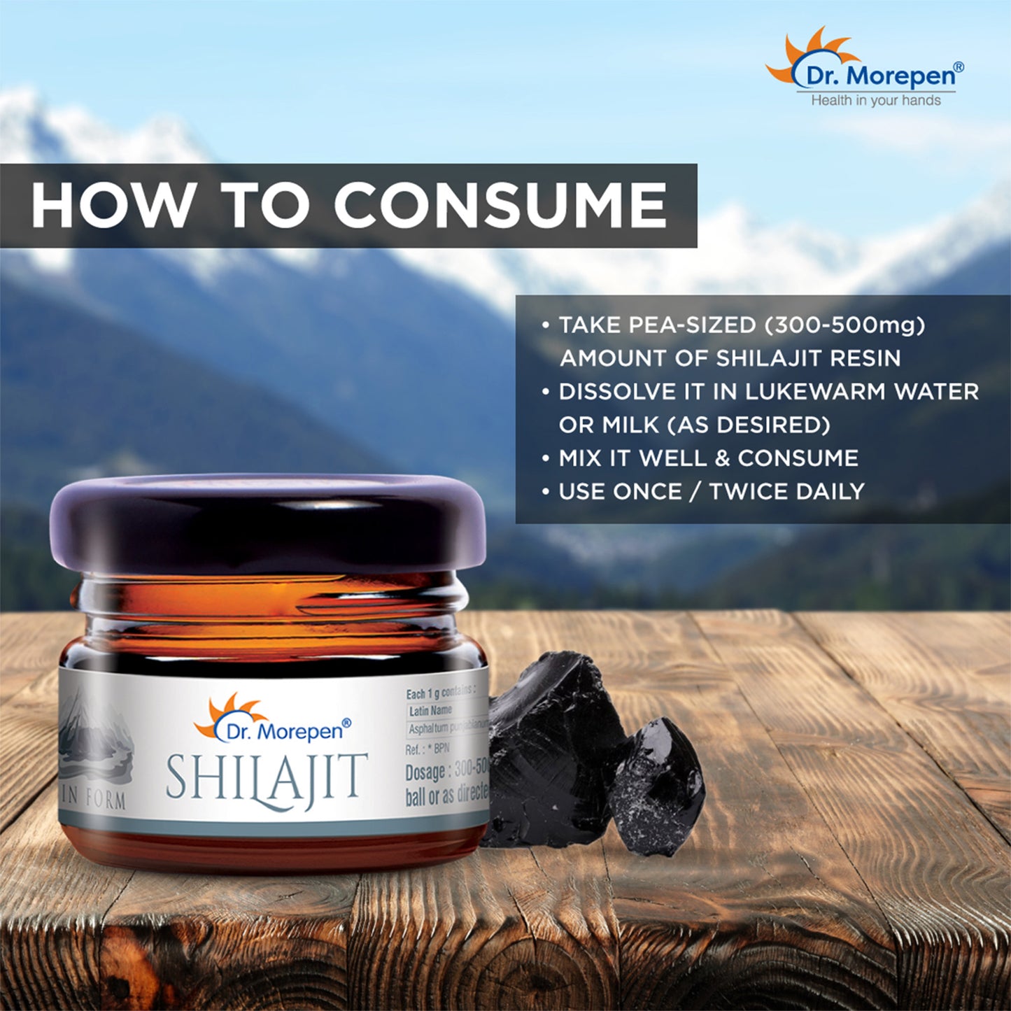 Dr. Morepen Natural Pure Shilajit | Energy & Stamina Boost