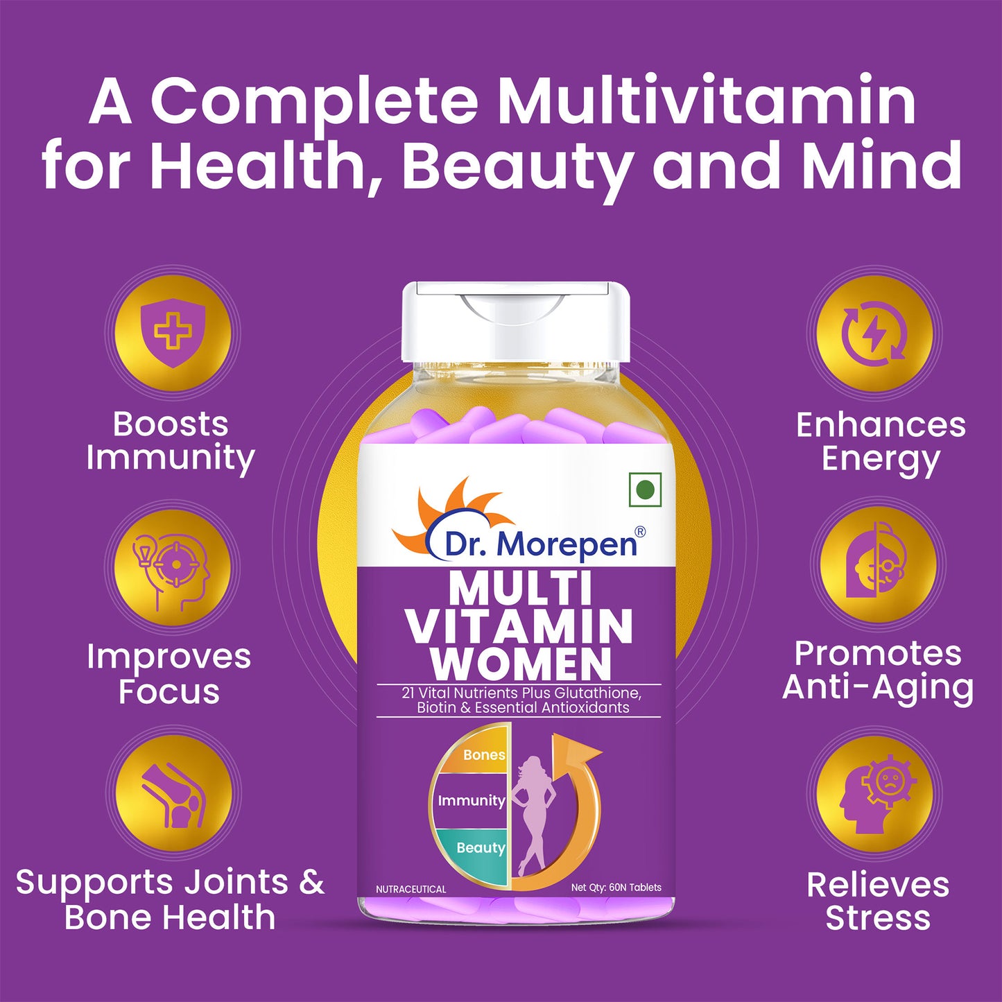 Dr. Morepen Multivitamin Women | Energy & Immunity Booster