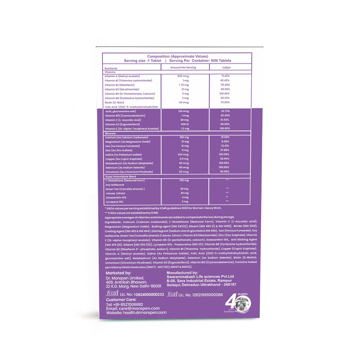 Dr. Morepen Multivitamin Women | Energy & Immunity Booster
