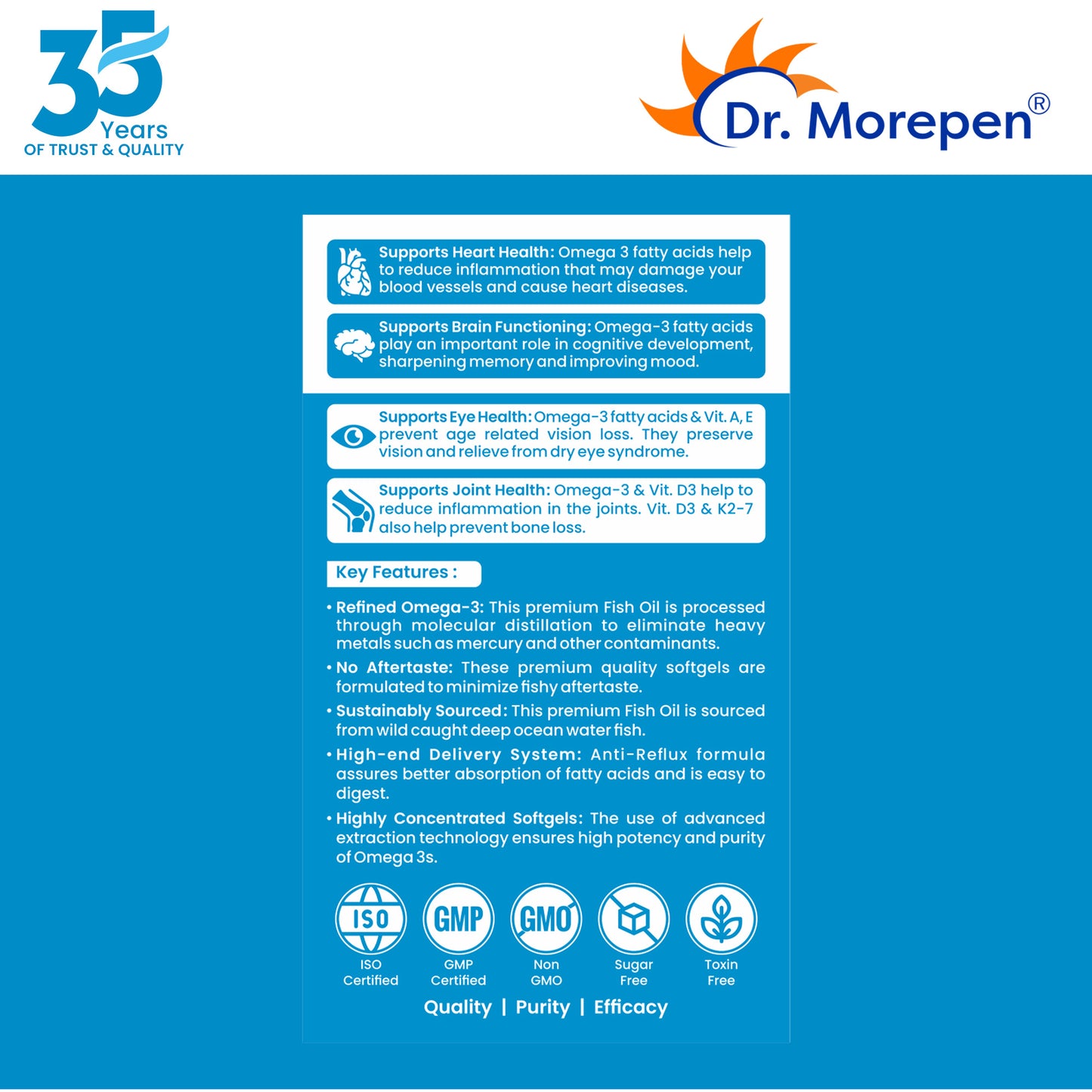 Dr. Morepen Omega 3 Deep Sea Fish Oil Triple Strength 1250mg