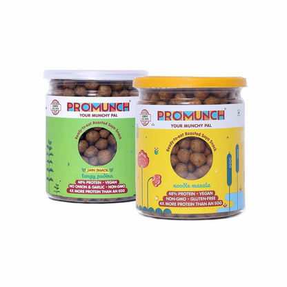 PROMUNCH Roasted Soya Snack Tangy Pudina and Noodle Masala ,150gm Each