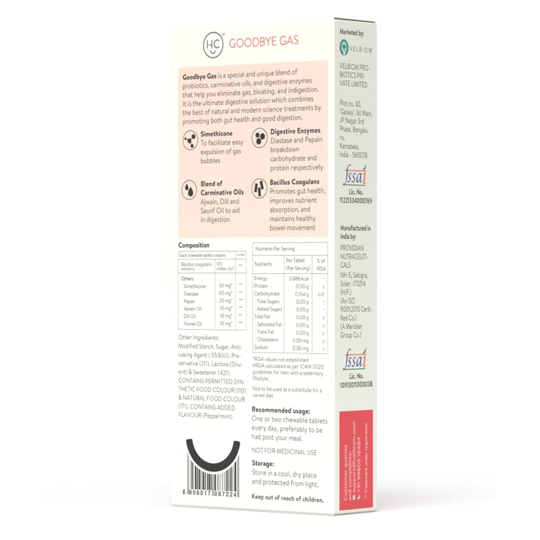 Velbiom Goodbye Gas Chewmints | Relieve Gas & Bloating