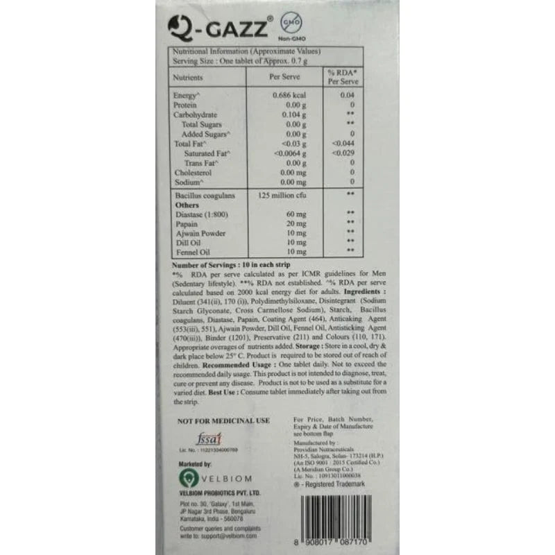 Velbiom Q-gazz | Fast Relief from Gas, Bloating & Acidity