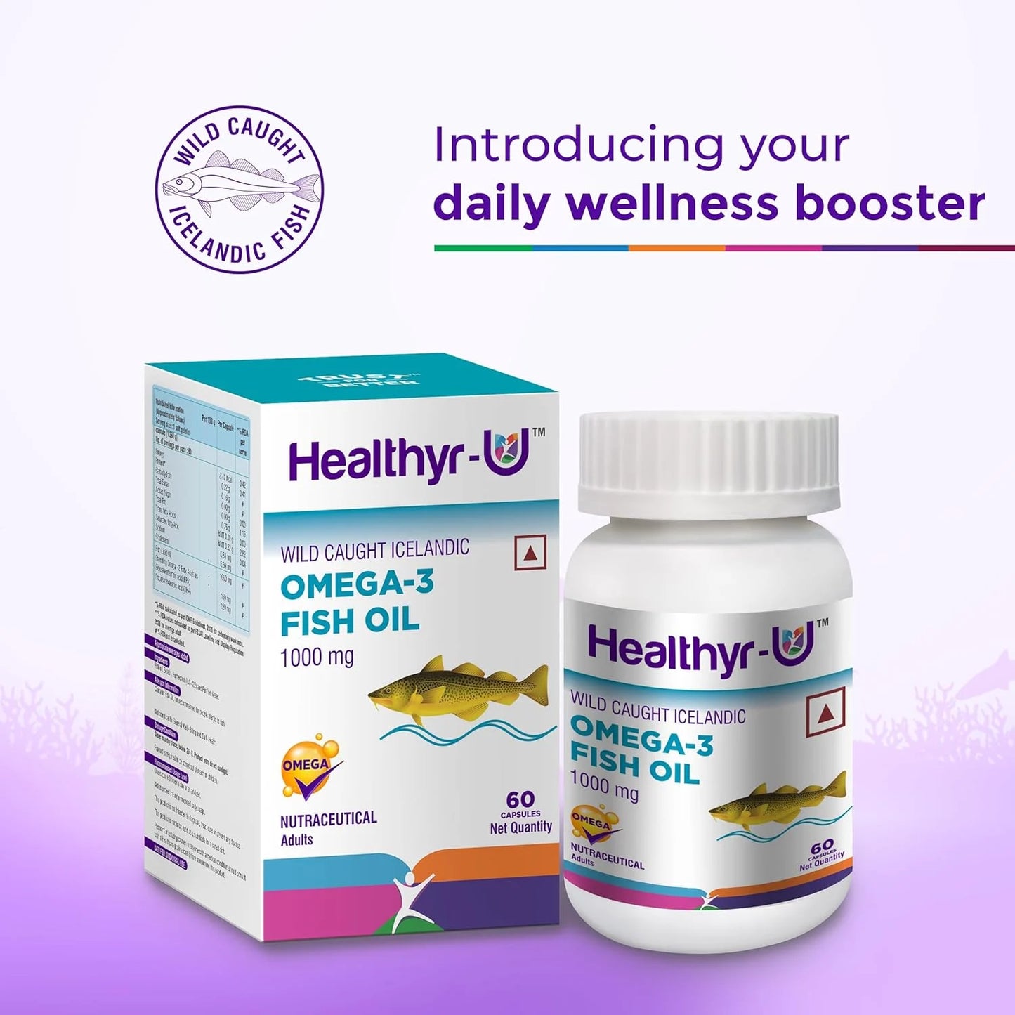 Healthyr-U Icelandic Omega-3 Fish Oil 1000mg - Pure & Potent
