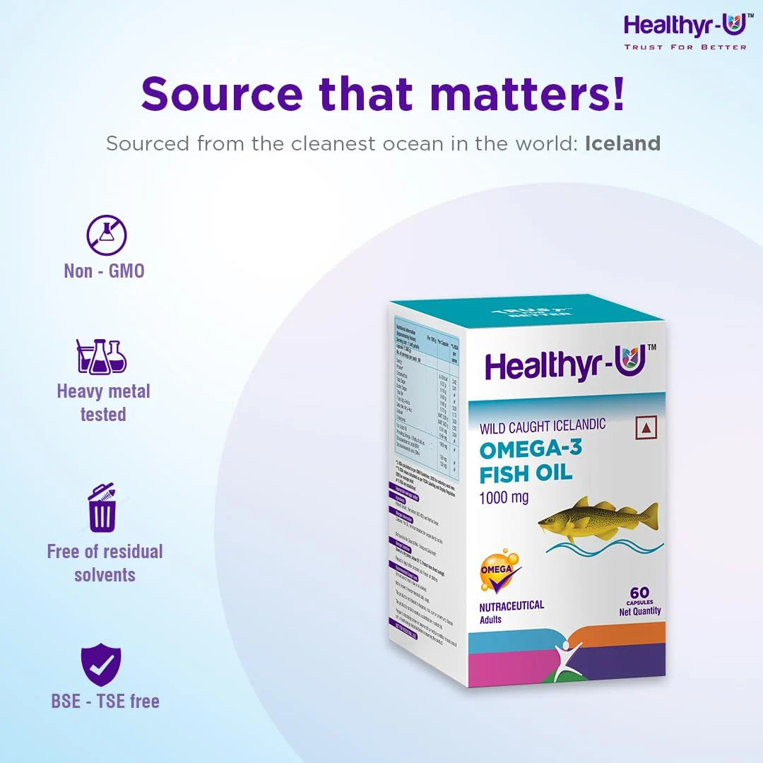 Healthyr-U Icelandic Omega-3 Fish Oil 1000mg - Pure & Potent