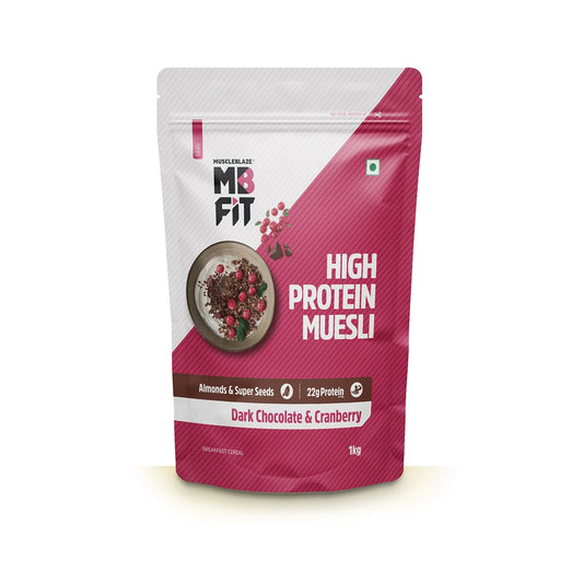 MuscleBlaze High Protein Muesli | Dark Chocolate & Cranberry