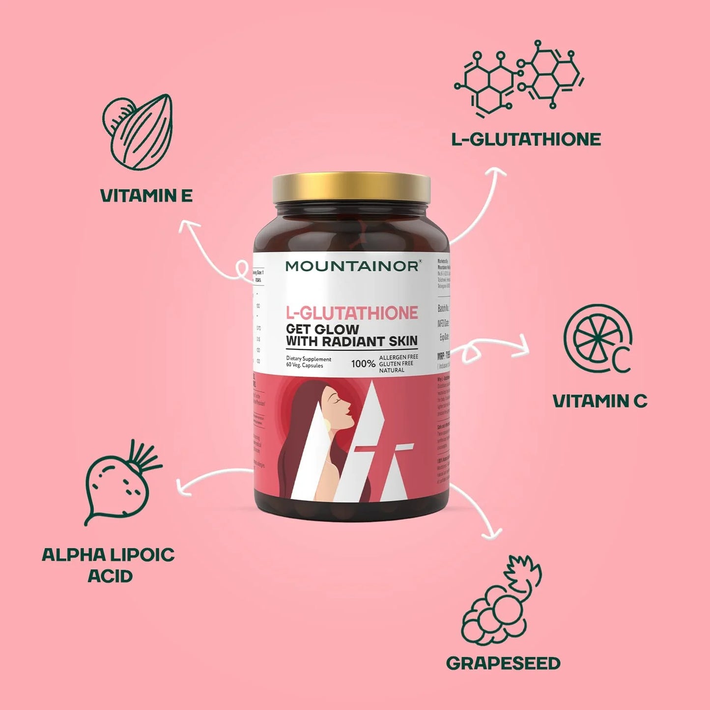 Mountainor L-Glutathione 1000mg | Radiant Skin Support