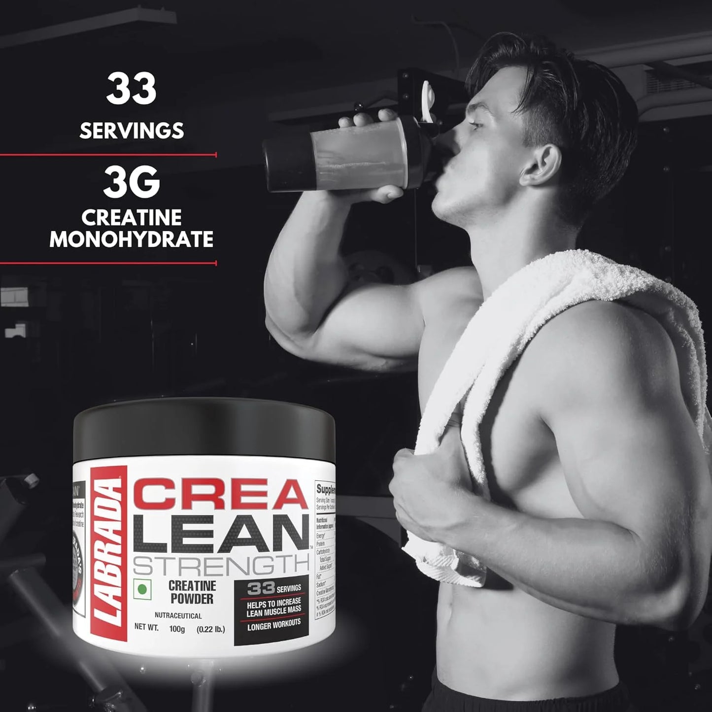 Labrada Crealean | 3g Pure Creatine for Strength & Recovery