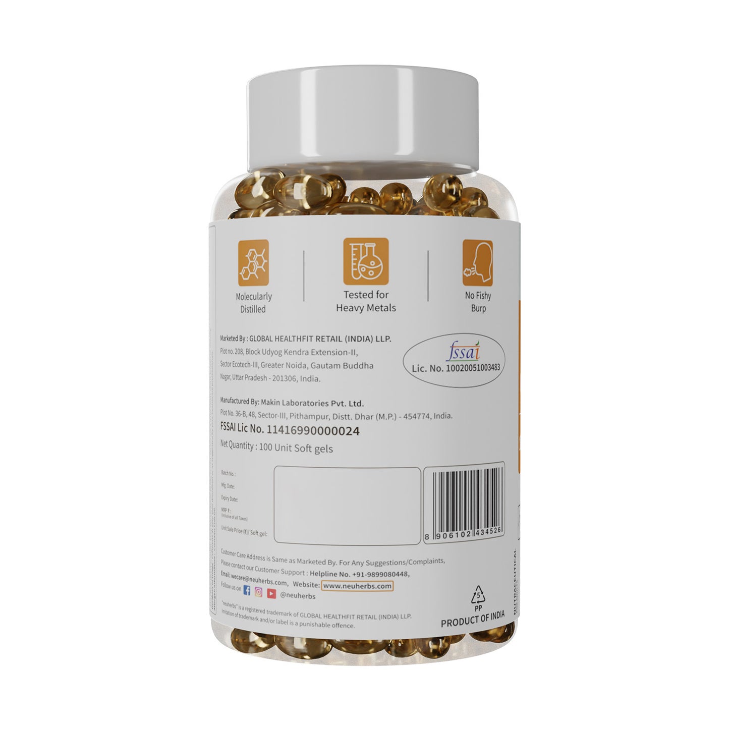 Neuherbs Deep Sea Cod Liver Oil Lemon - Immunity & Health